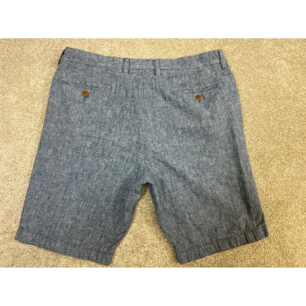 J. Crew Rivington Linen Blend Shorts Men's‎ 34W Blue Chino Casual Summer